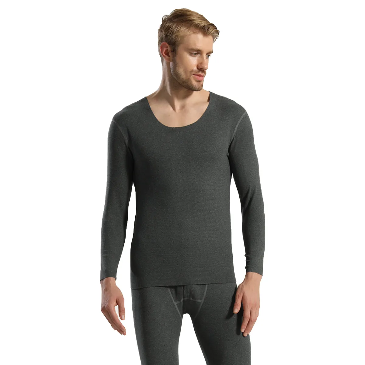 Sidiou Group Winter Thermal Underwear Set 2 Pieces Fleece Top and Pants Warm Cotton Underwear Women Men Solid Color Long Johns Suit