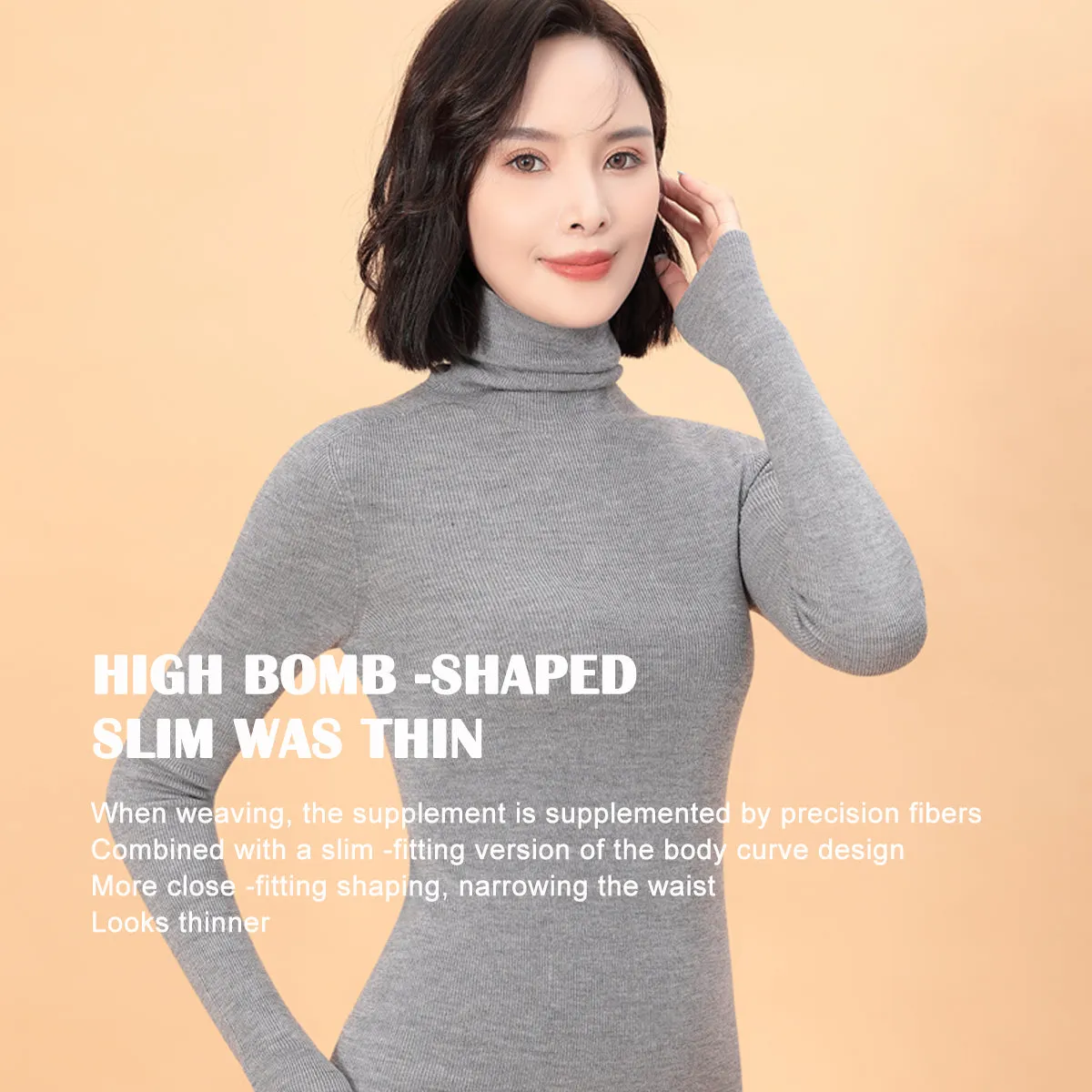 Sidiou Group Winter Thermal Underwear Top Fleece Basic Shirt Long Sleeve Seamless Knitted Woolen Warm Women Stand Collar Bottoming Shirt