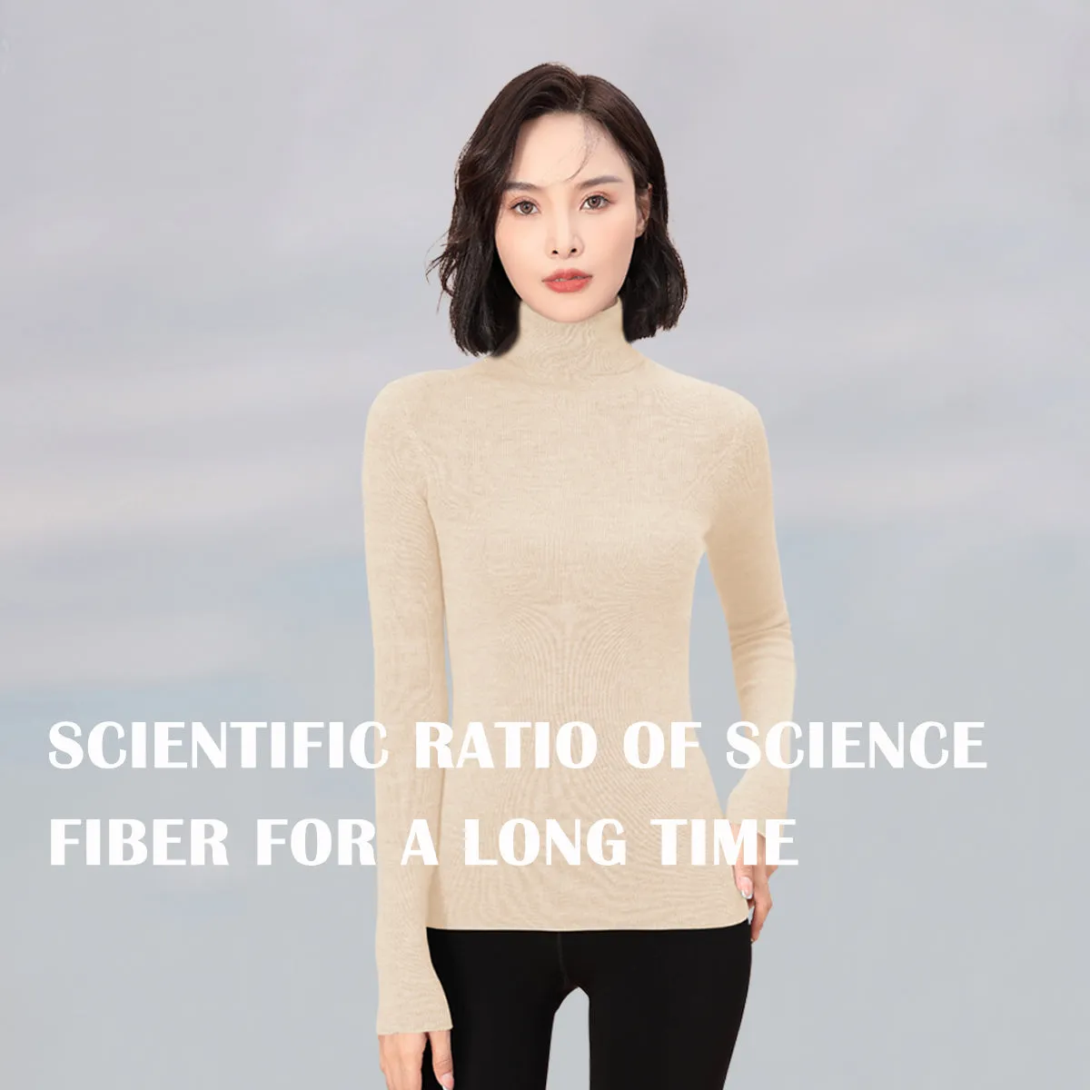 Sidiou Group Winter Thermal Underwear Top Fleece Basic Shirt Long Sleeve Seamless Knitted Woolen Warm Women Stand Collar Bottoming Shirt