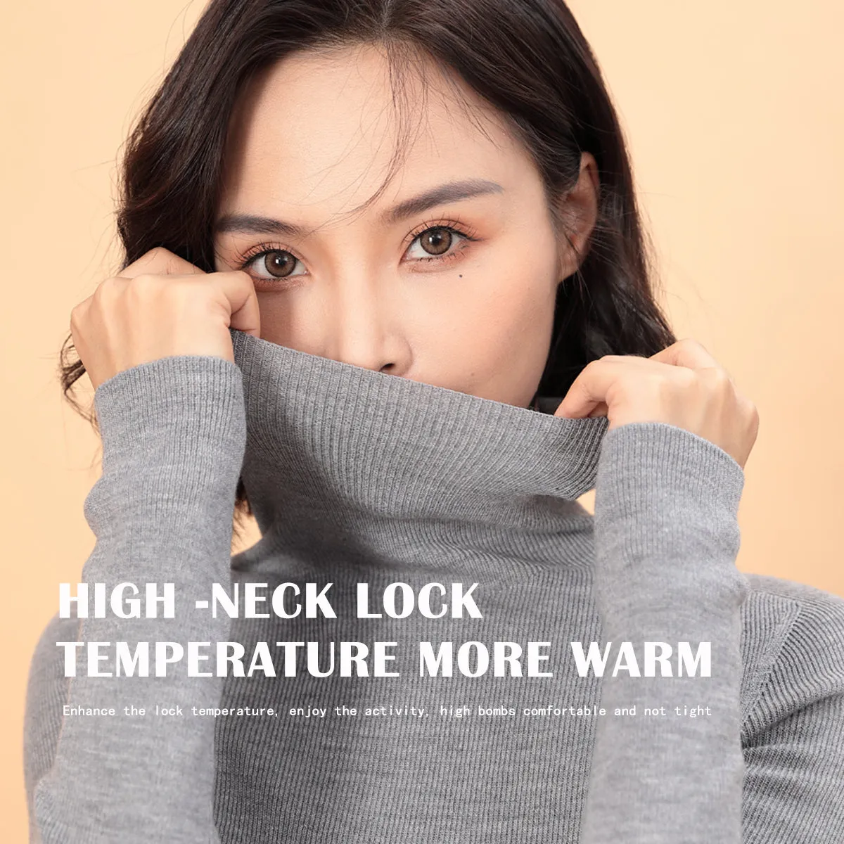 Sidiou Group Winter Thermal Underwear Top Fleece Basic Shirt Long Sleeve Seamless Knitted Woolen Warm Women Stand Collar Bottoming Shirt