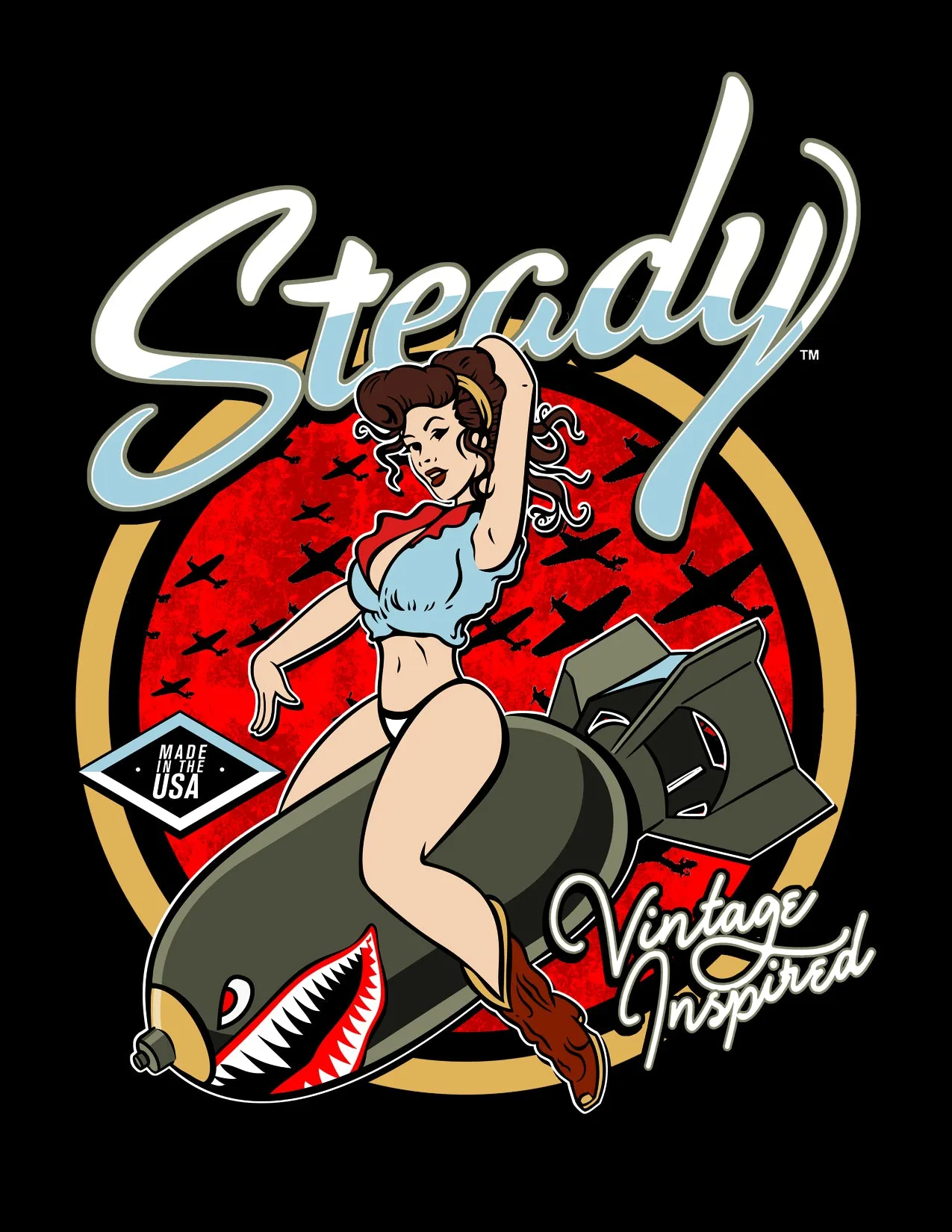 Steady Bomber Girl Women's Tee in Black