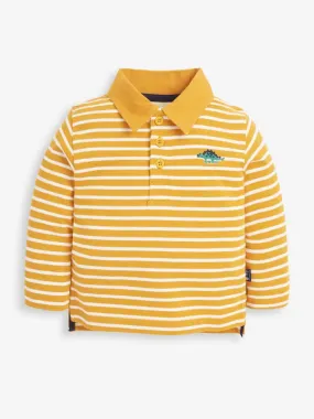 Stegosaurus Mustard Stripe Polo Long Sleeve Shirt - select size