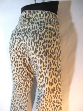 TOPSHOP MOTO Leopard Print Jean Pant 28X32 CREME BLACK Trouser