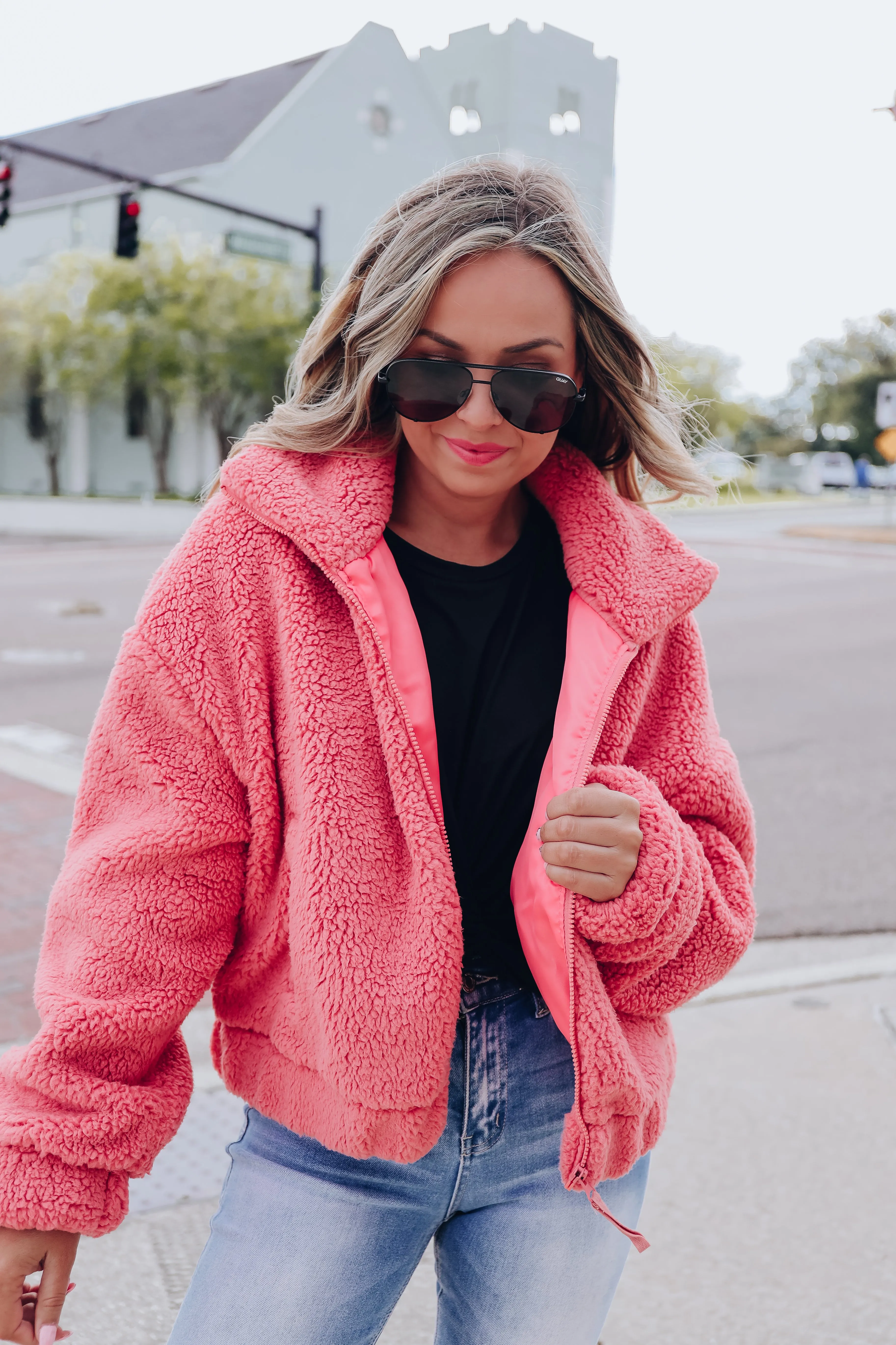 Uptown Moments Sherpa Jacket - Rose