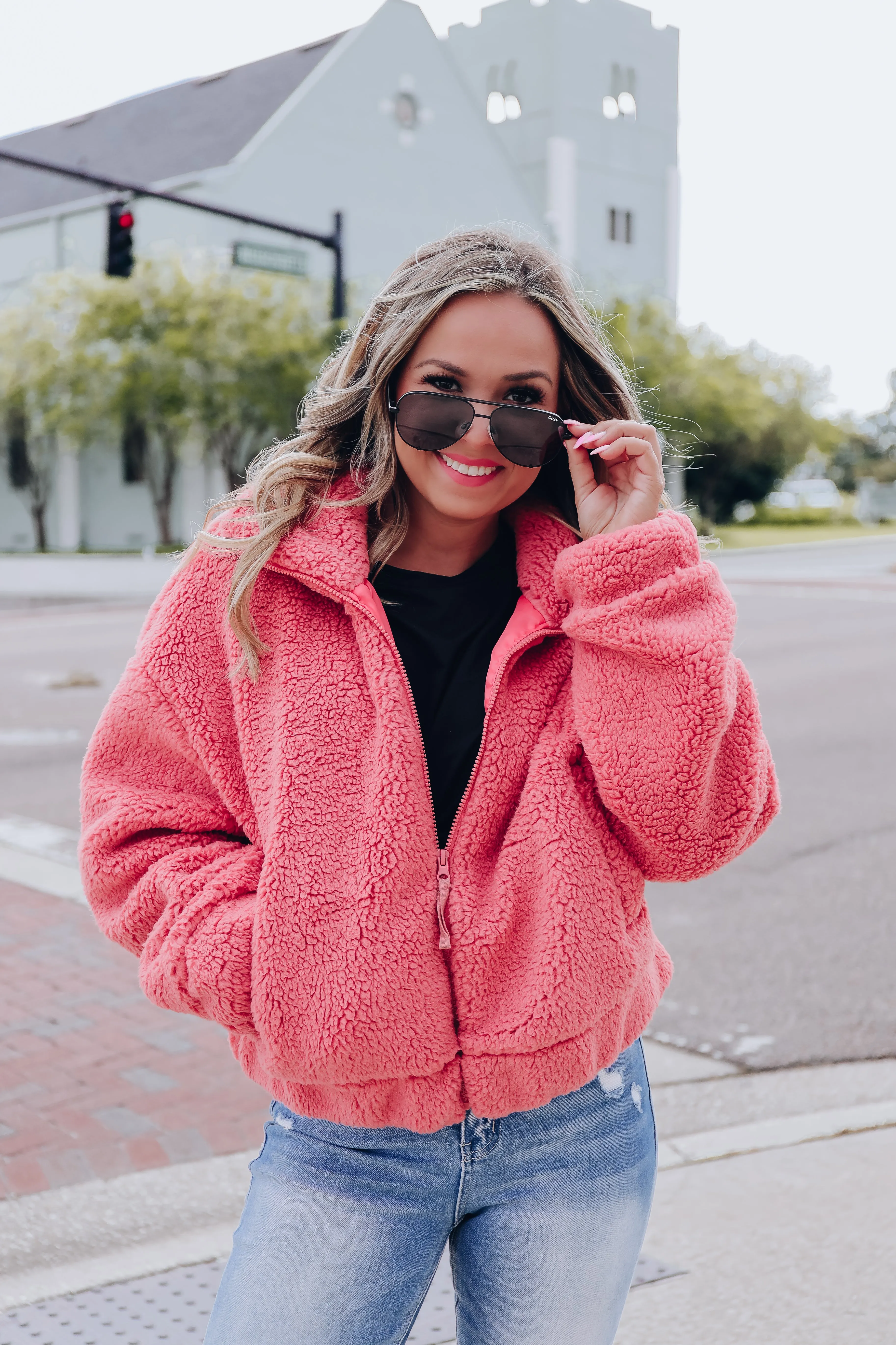 Uptown Moments Sherpa Jacket - Rose