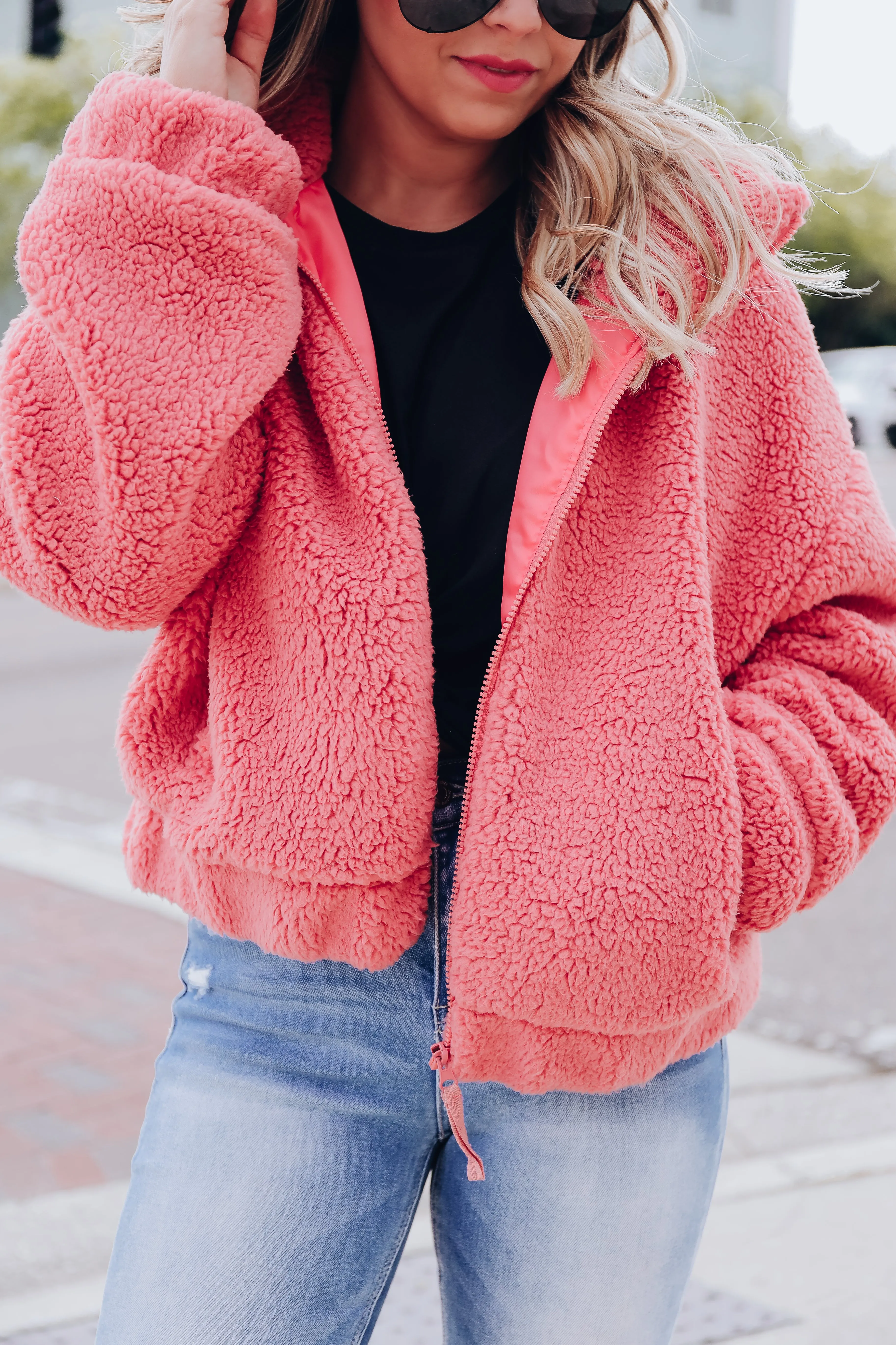 Uptown Moments Sherpa Jacket - Rose