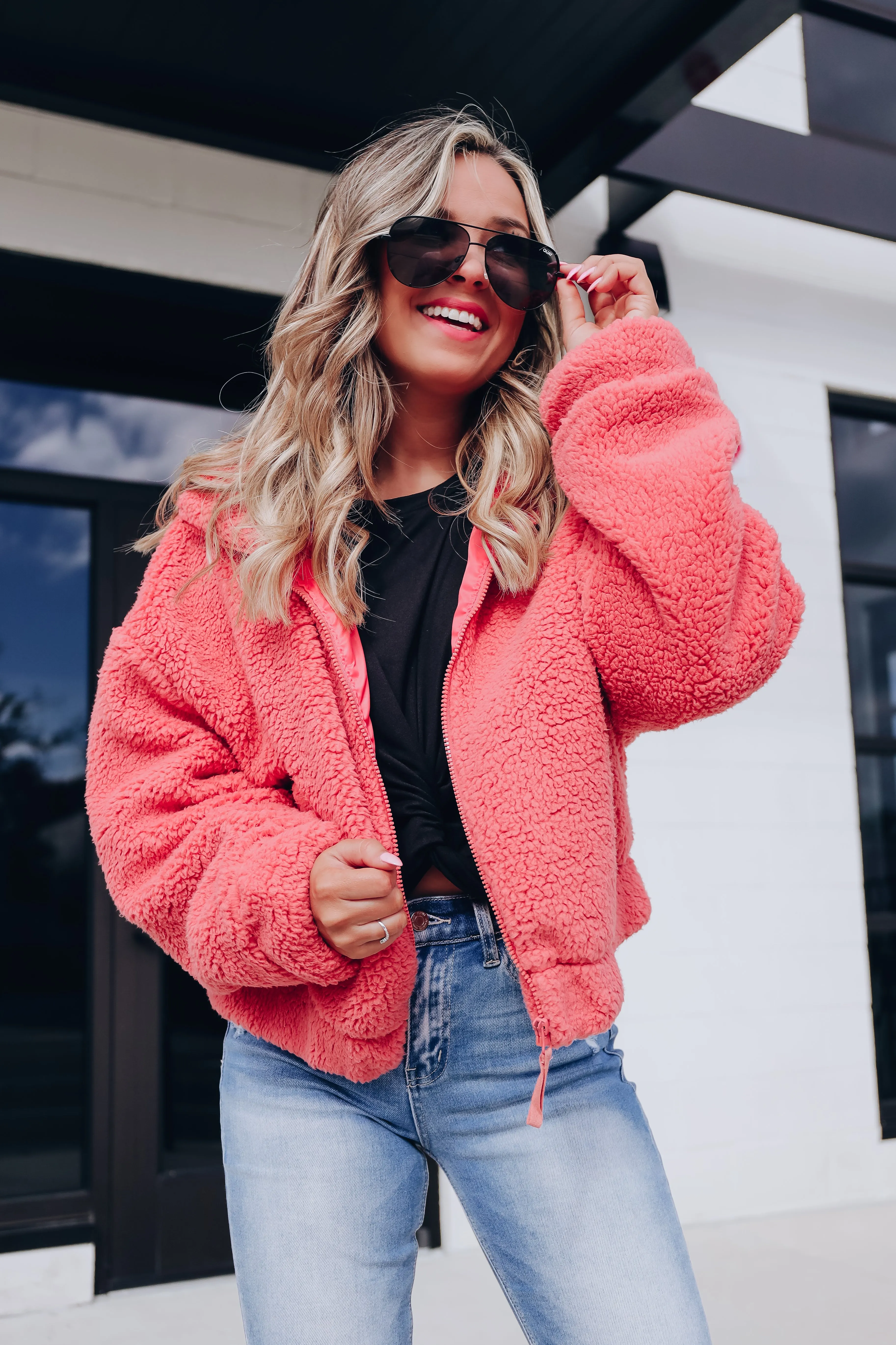 Uptown Moments Sherpa Jacket - Rose