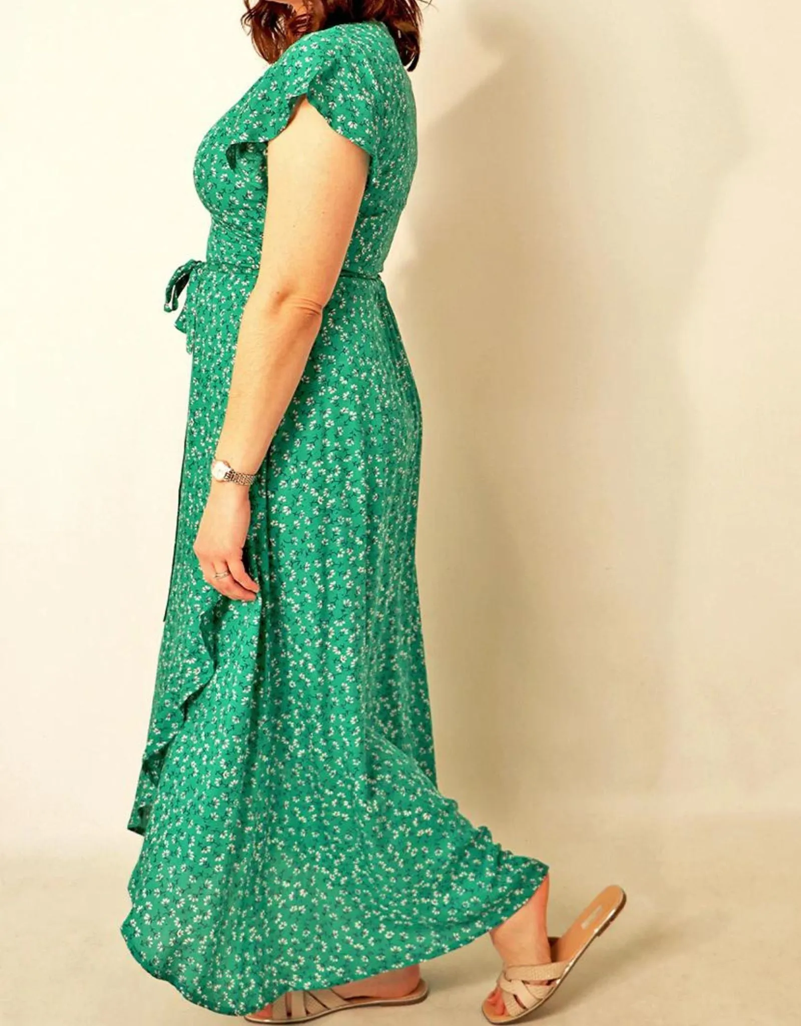 Verity wrap dress with V neck and pockets