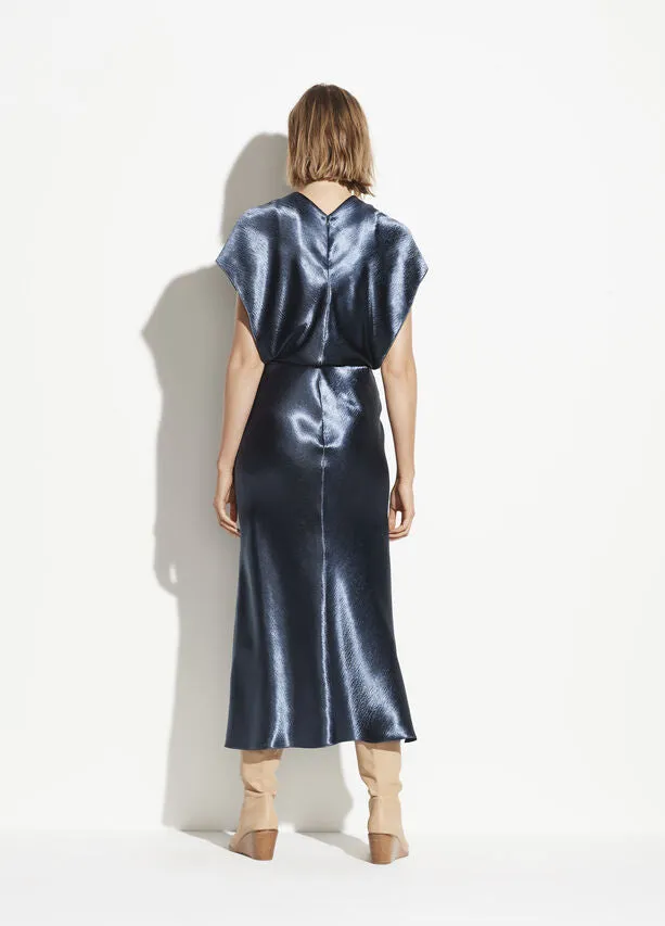 Vince - Metallic Flutter Dress in Casa Blue