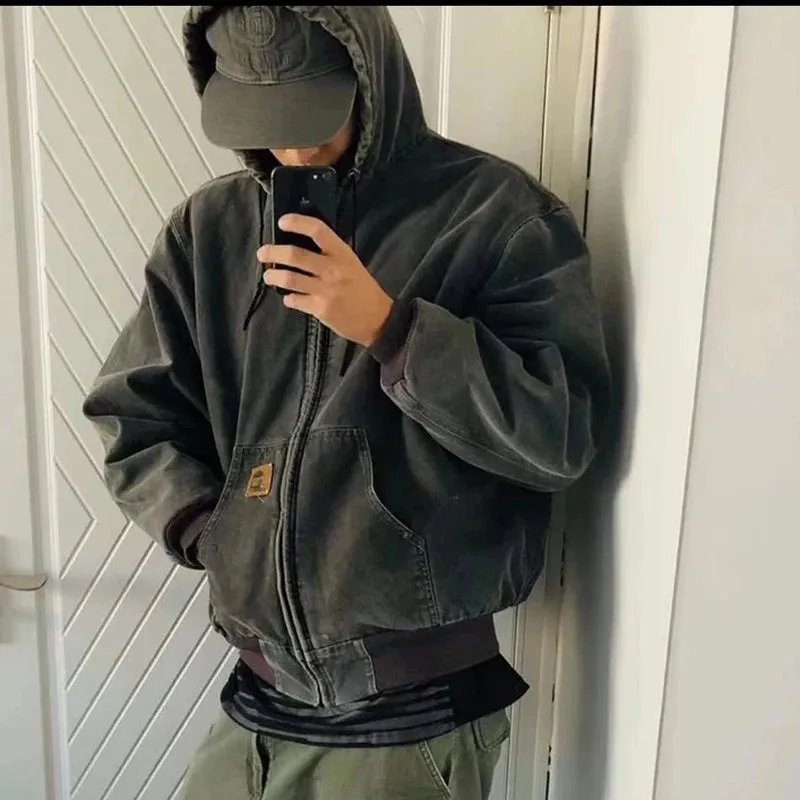 Vintage faded canvas hoodie