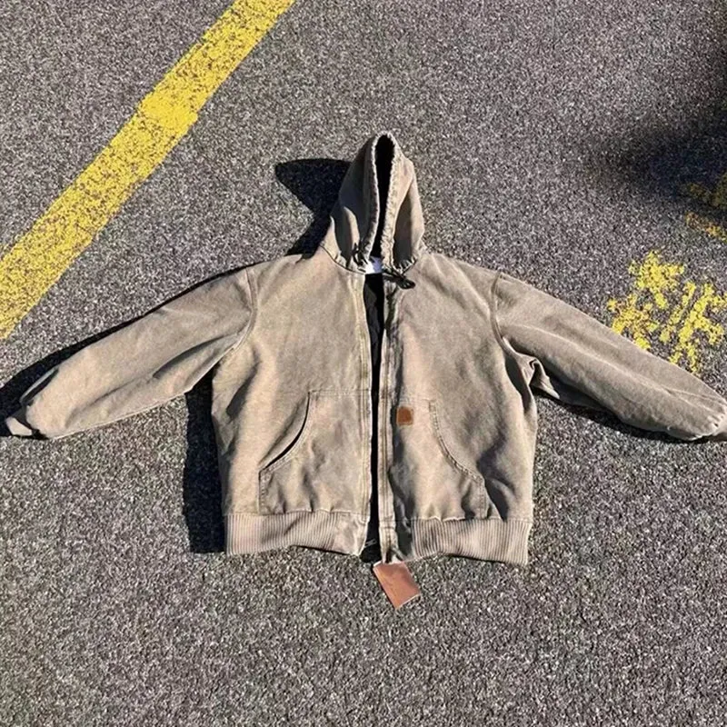 Vintage faded canvas hoodie