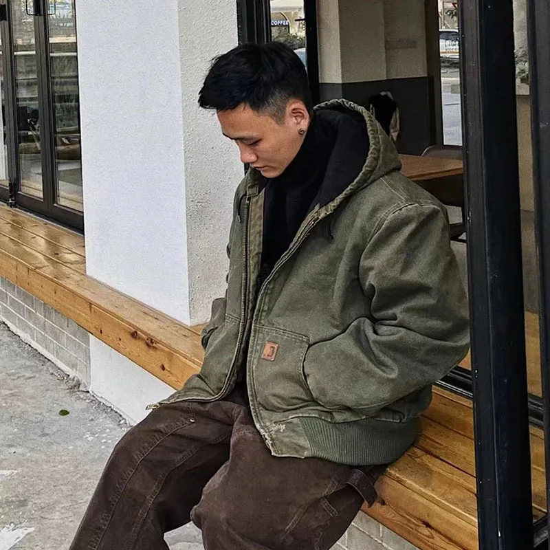 Vintage faded canvas hoodie