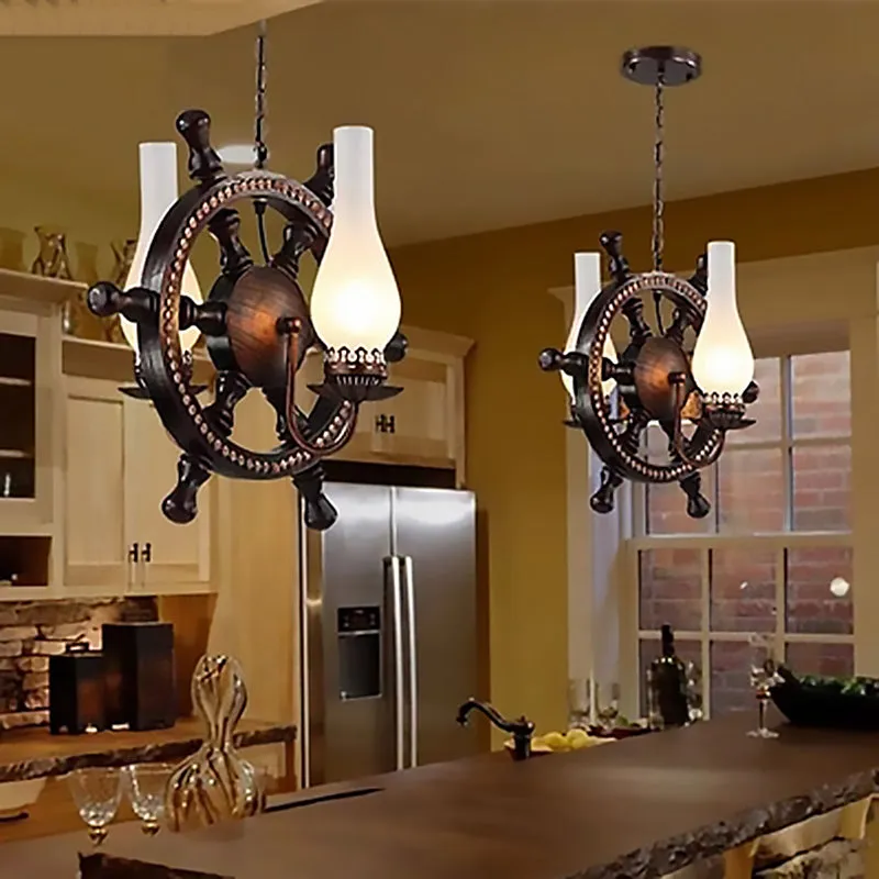 Vintage Frosted Glass Chandelier - 2-Light Pendant Lighting for Dining Room