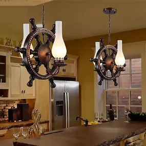 Vintage Frosted Glass Chandelier - 2-Light Pendant Lighting for Dining Room