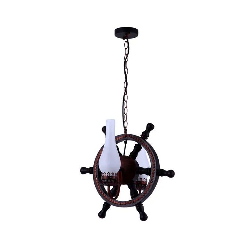 Vintage Frosted Glass Chandelier - 2-Light Pendant Lighting for Dining Room