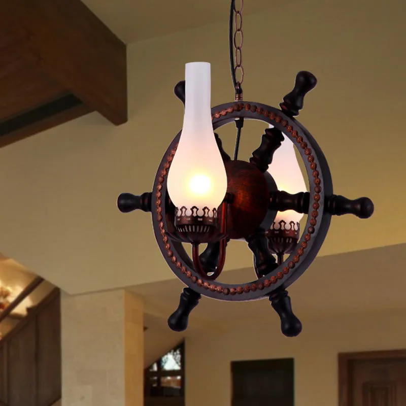 Vintage Frosted Glass Chandelier - 2-Light Pendant Lighting for Dining Room