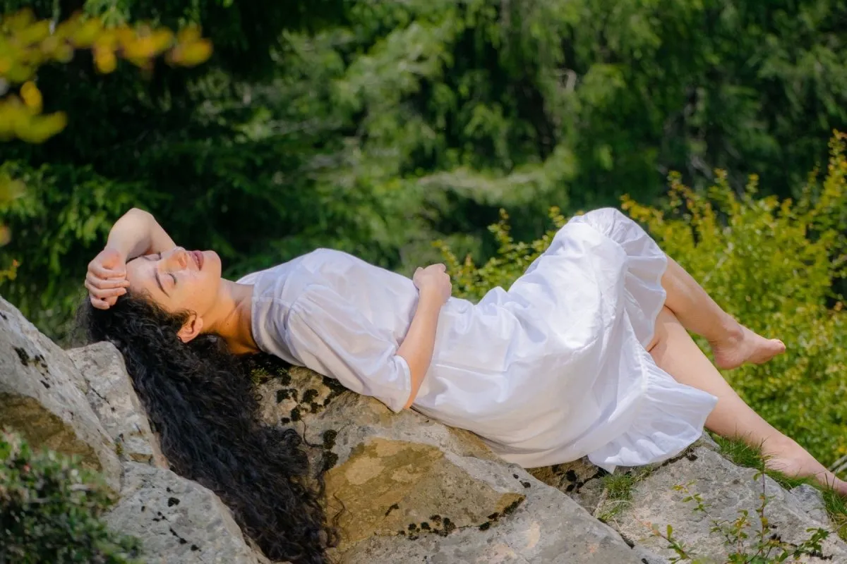 White organic cotton wrap dress