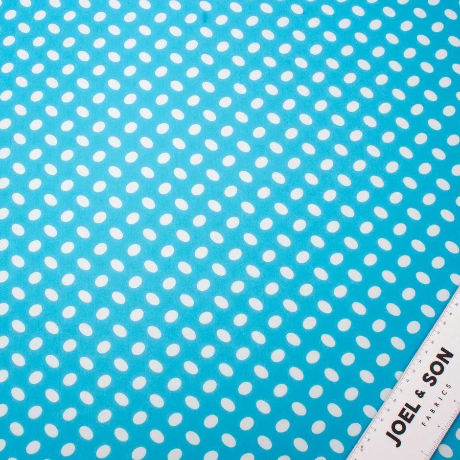 White Oval Spotted Turquoise Pure Silk Georgette