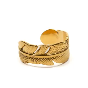 Wide Leaf Ring Gold Plated
