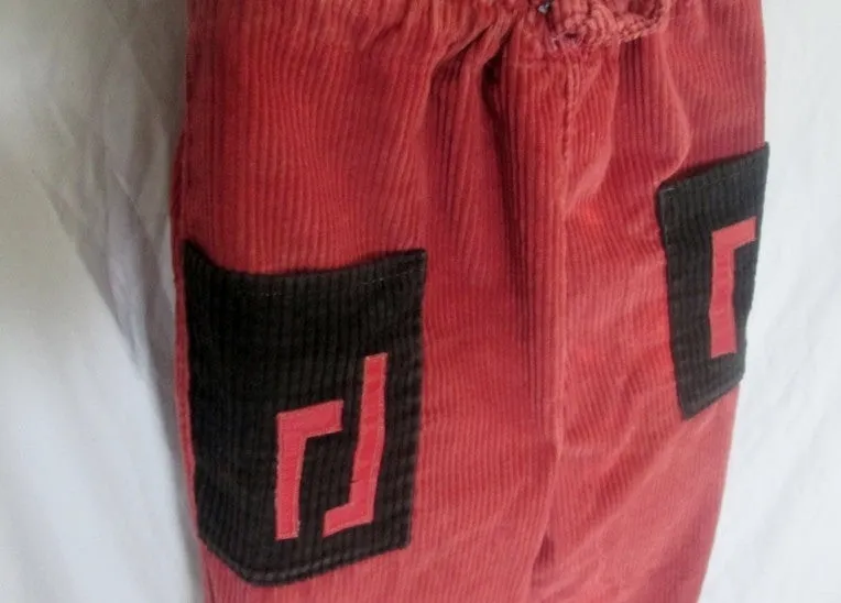 Womens Mens BABALU ARTESANIA Corduroy Indie Hipster Drawstring PANTS RED Tribal