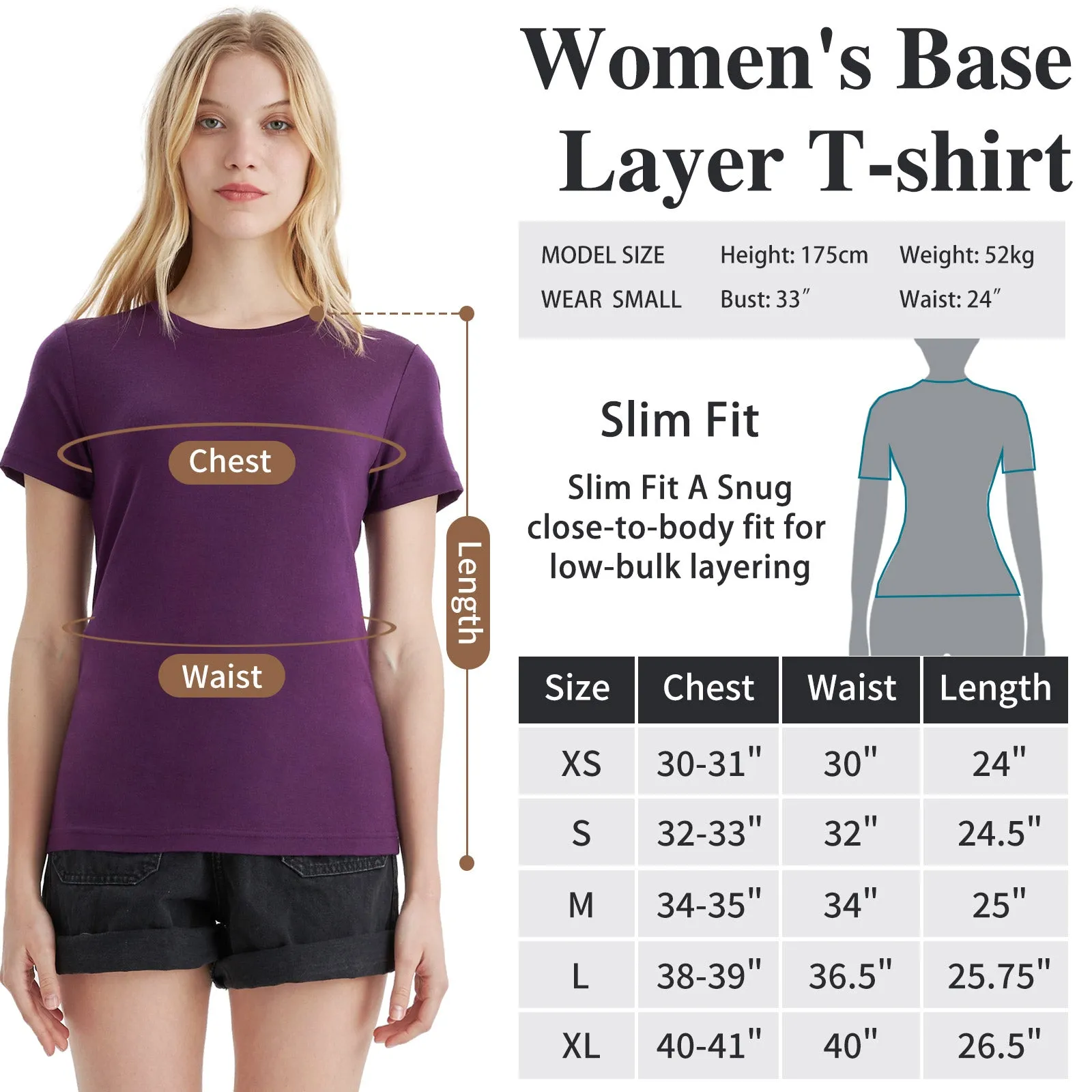Women's Merino 170g Classic Short Sleeve T-Shirt Dark Purple