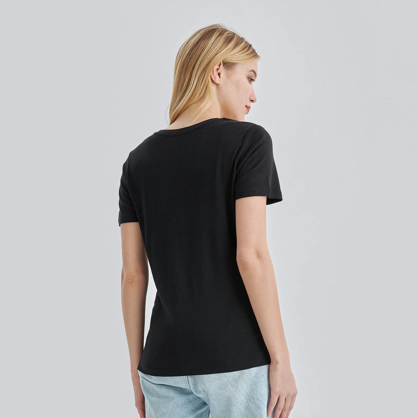 Women’s Merino 170g V-Neck  Short Sleeve T-Shirt  Black