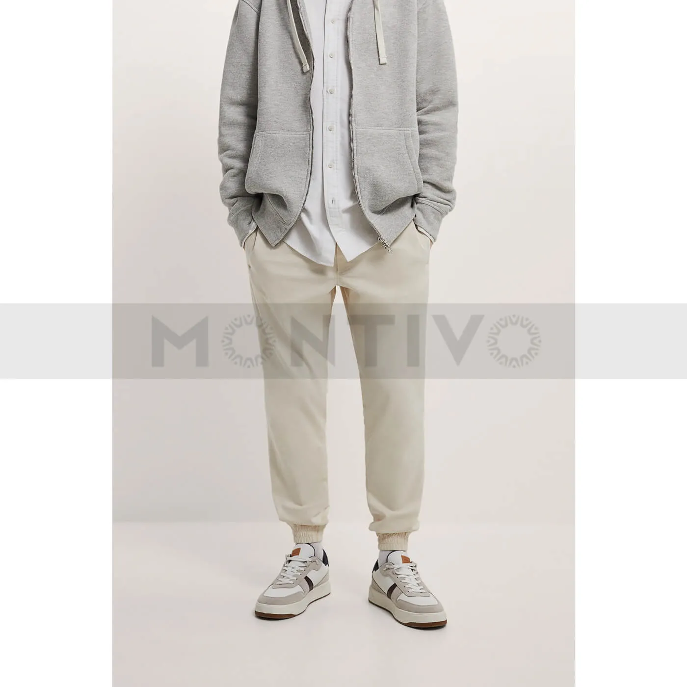 ZM Light Beige Slim Fit Jogger Pants
